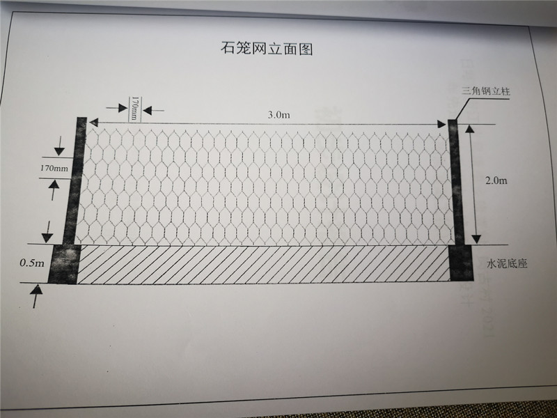 石籠網(wǎng)三角鋼立柱圍欄立面圖 石籠網(wǎng)三角鋼立柱圍欄立面圖